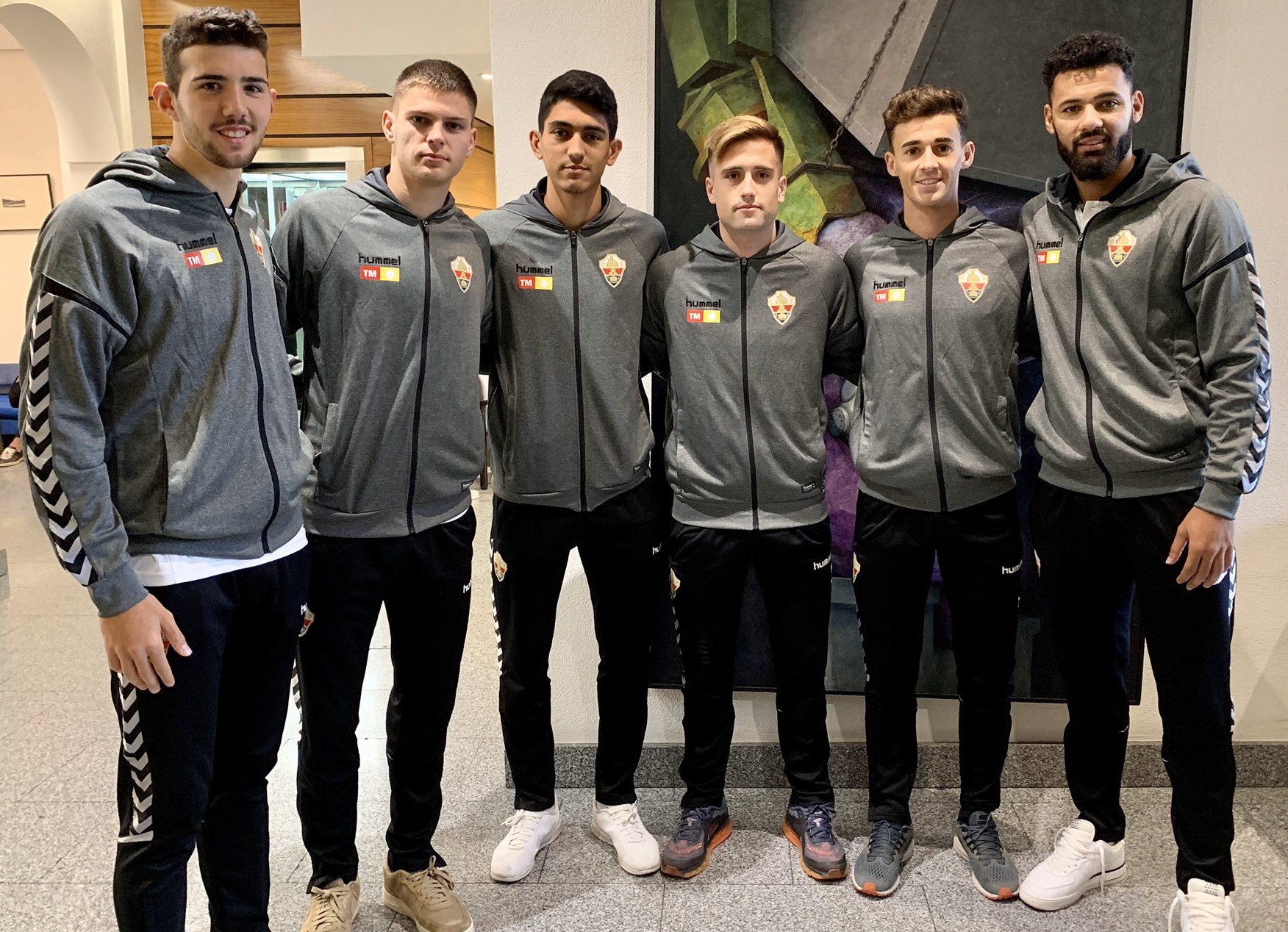 Los canteranos Nacho Ramón, Nacho pastor, César Moreno, Alberto Rubio, Adrián Molina y Mourad Daoudi posan en Segovia / Elche CF