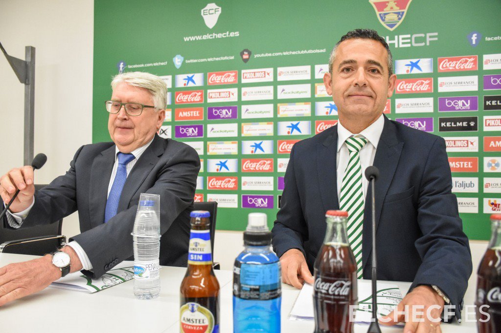 Diego García, presidente del Elche, y Juan Pascual / Elche CF