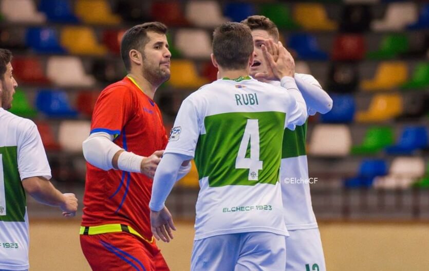 Los jugadores del Elche C.F. Sala celebran un gol en la temporada 18-19 | Sonia Arcos - Elche C.F.