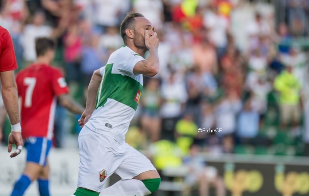 Nino, tras marcar un gol al Sporting de Gijón B / Sonia Arcos - Elche C.F.