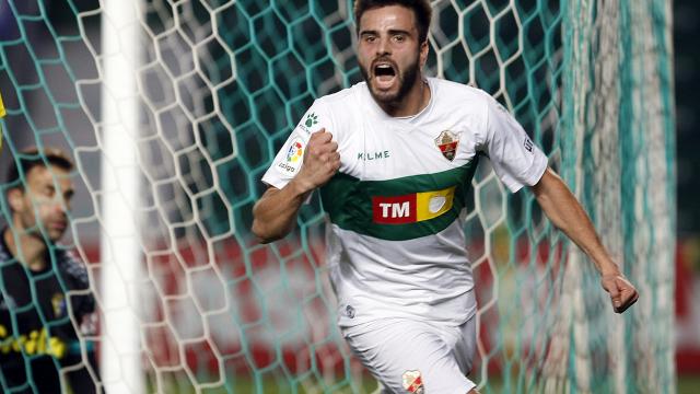 Pelayo celebra su gol al Oviedo / LFP