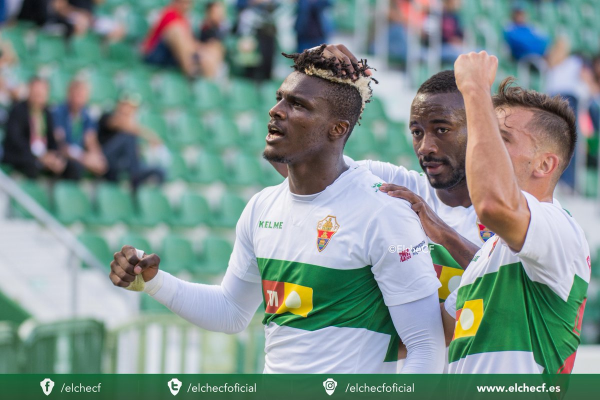 Sory Kaba celebra uno de sus dos goles al CD Lugo / Sonia Arcos - Elche CF